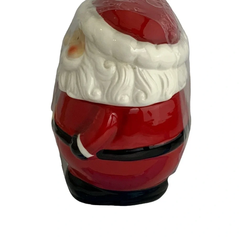 Santa Cookie Jar Nostalgic Christmas Holiday Jar Tight Seal Red White